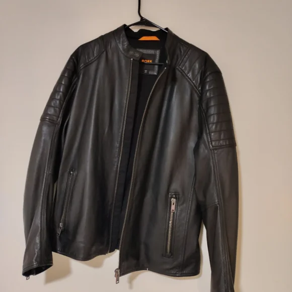 Boss Leather Jacket for man Black color - Picture 4 of 6